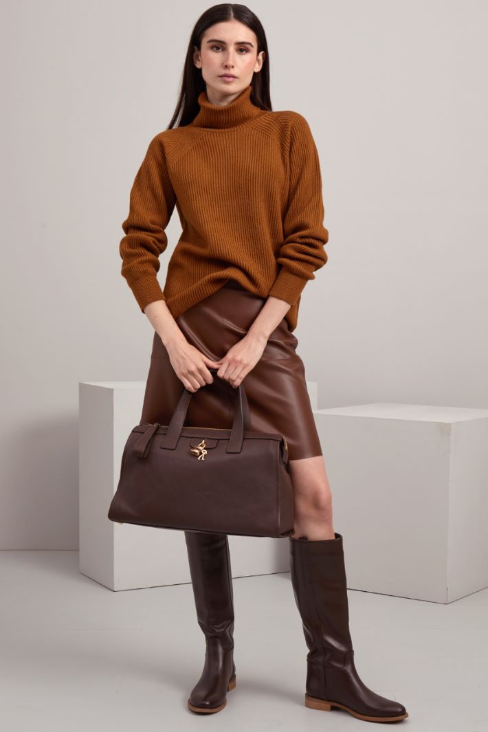 Lupetto in filato di lana - MARRONE - Fashion Market