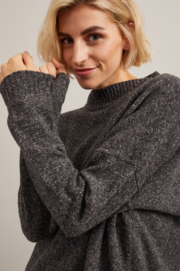 Maglia in bottonato di lana - ANTRACITE - Fashion Market - 3