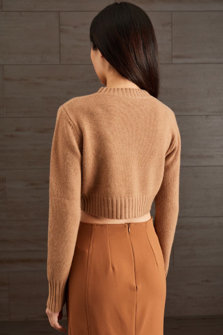 Maglia cropped in cashmere - CAMMELLO - Fashion Market - 4