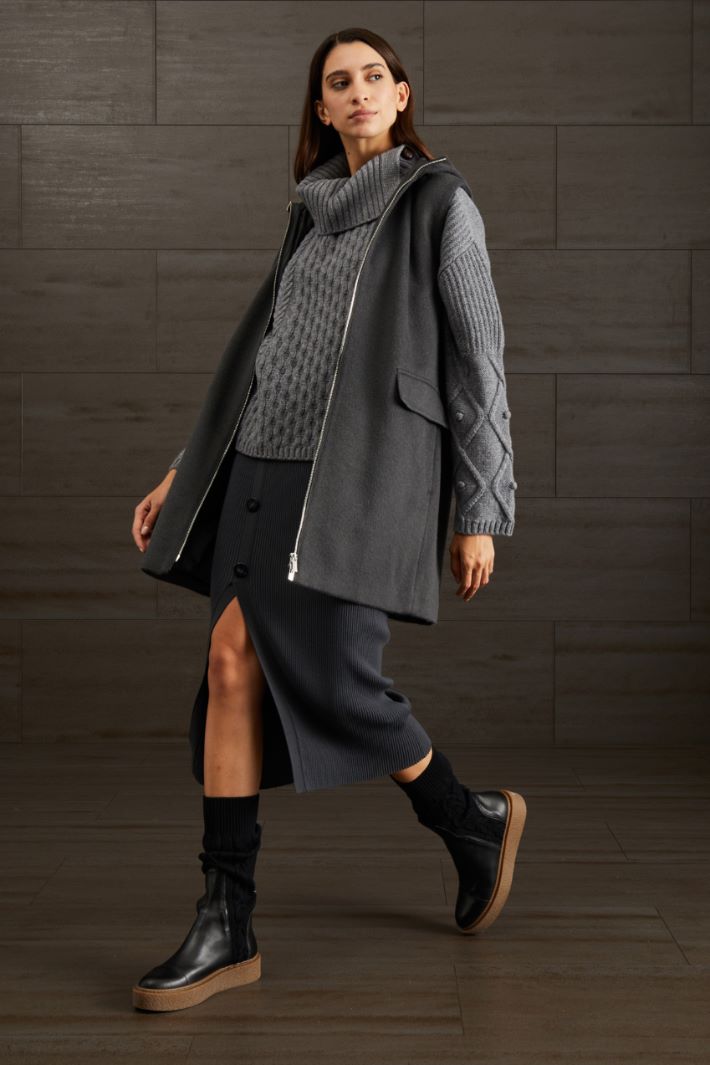 Maglia in lana a trecce - GRIGIO SCURO - Fashion Market