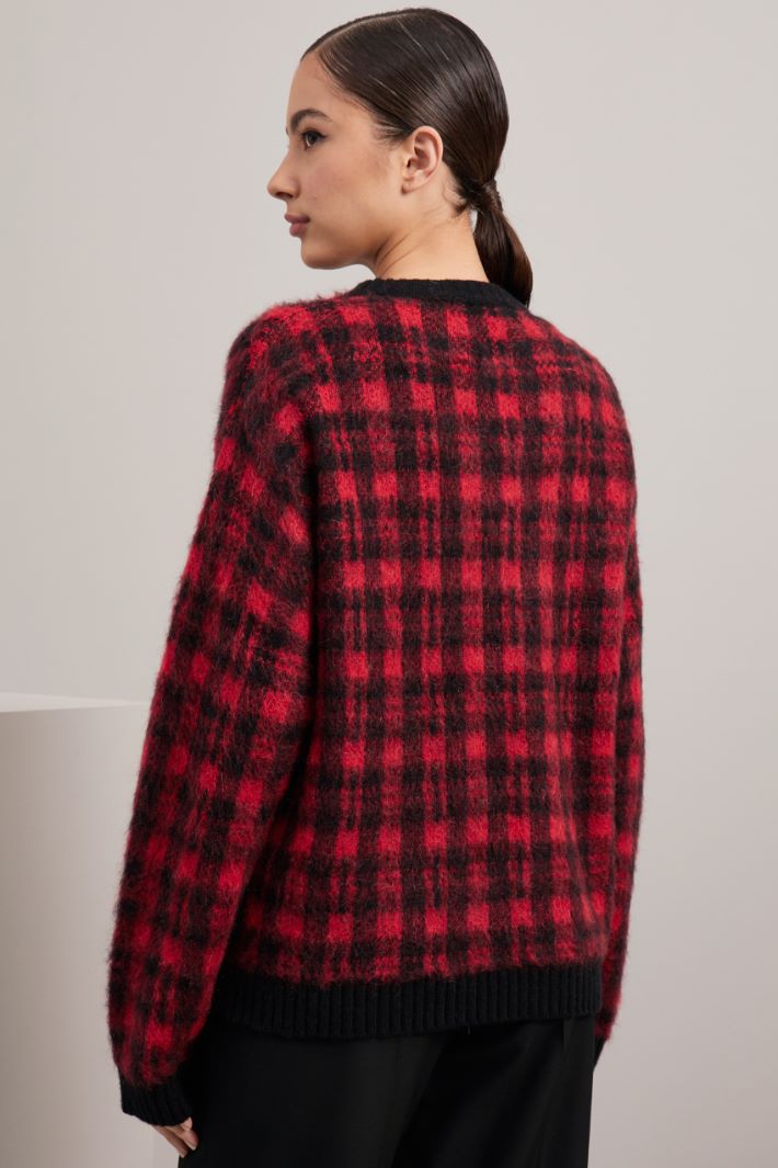 Maglia in mohair tinto filo - ROSSO NERO - Fashion Market - 4
