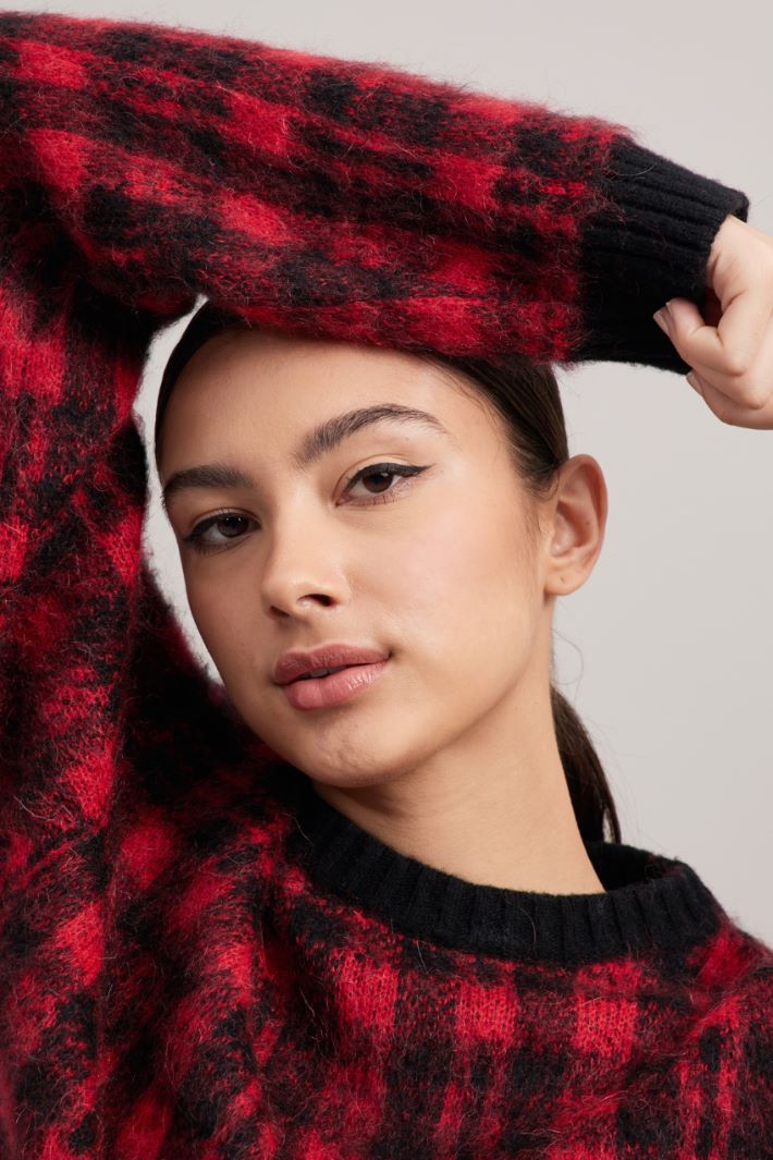 Maglia in mohair tinto filo - ROSSO NERO - Fashion Market - 3