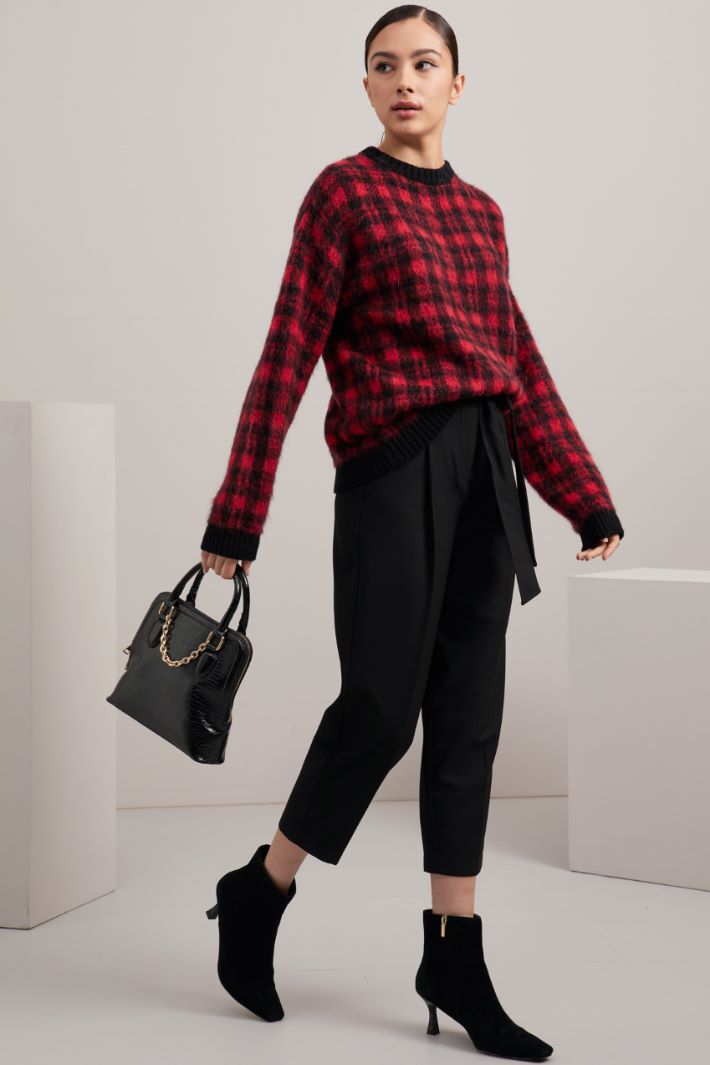 Maglia in mohair tinto filo - ROSSO NERO - Fashion Market