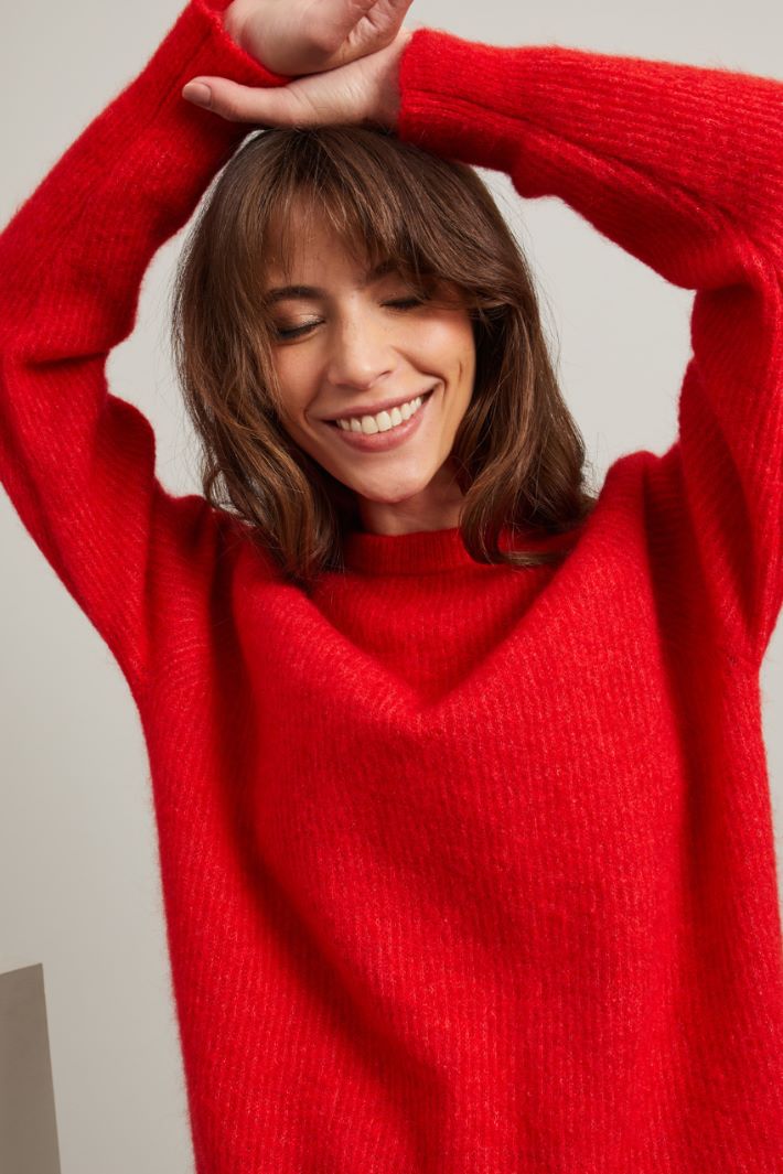 Maglia in lana e mohair - ROSSO - Fashion Market - 3