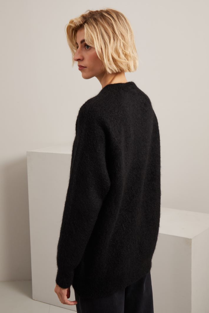 Maglia in lana e mohair - NERO - Fashion Market - 4