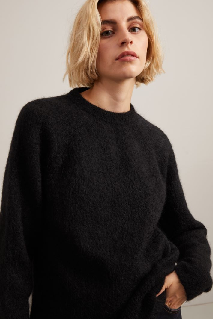 Maglia in lana e mohair - NERO - Fashion Market - 3