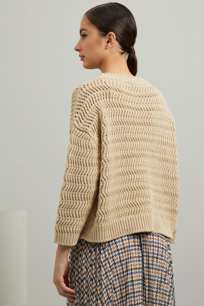 Maglia in cotone a rilievo - ECRU - Fashion Market - 4