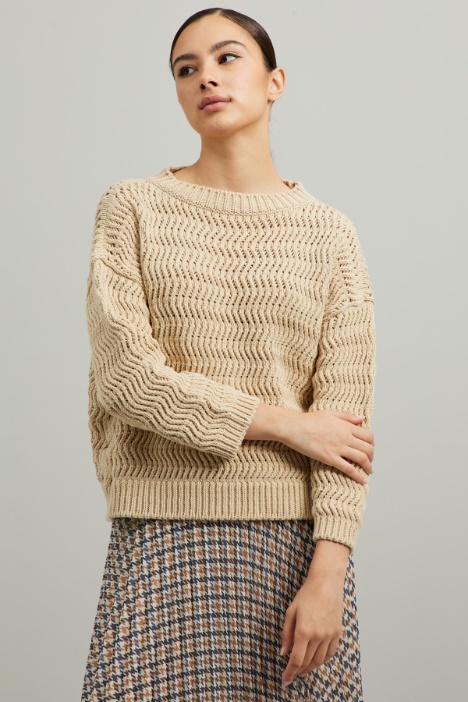Maglia in cotone a rilievo - Fashion Market