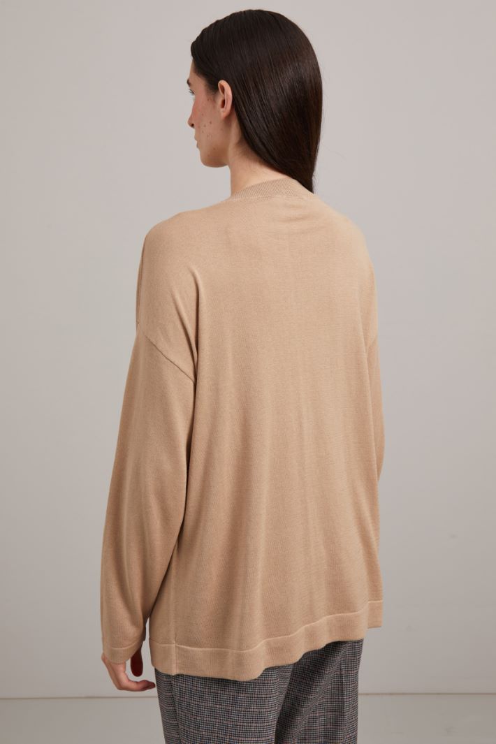 Maglia con scollo a V - BEIGE - Fashion Market - 4
