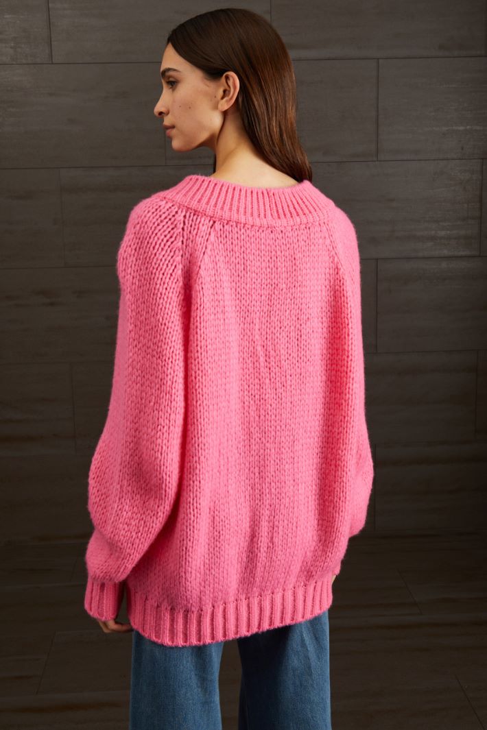 Maglia in lana con scollo a V - ROSA - Fashion Market - 4
