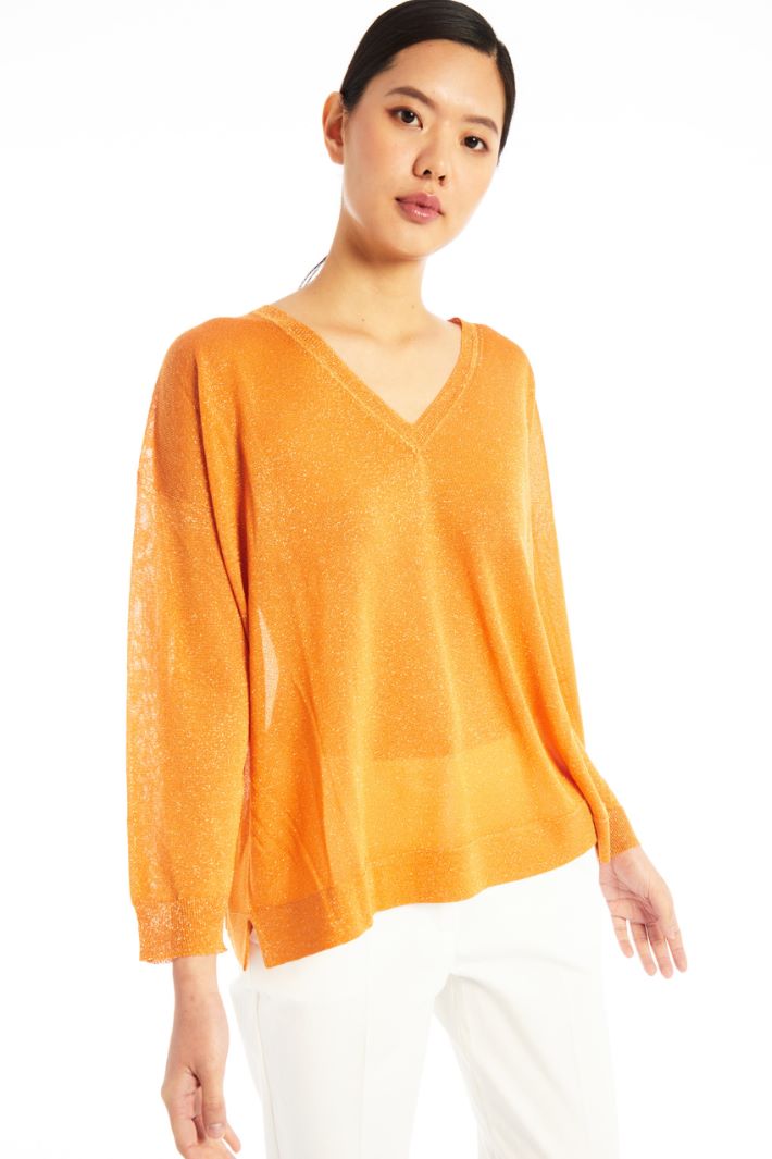 Maglia morbida in filato lamé - ARANCIONE - Fashion Market - 4