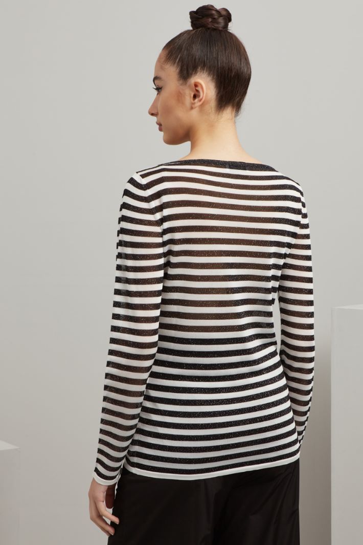 Maglia in viscosa lamè - NERO BIANCO - Fashion Market - 4
