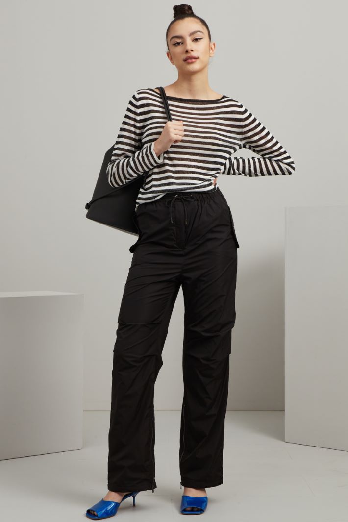 Maglia in viscosa lamè - NERO BIANCO - Fashion Market
