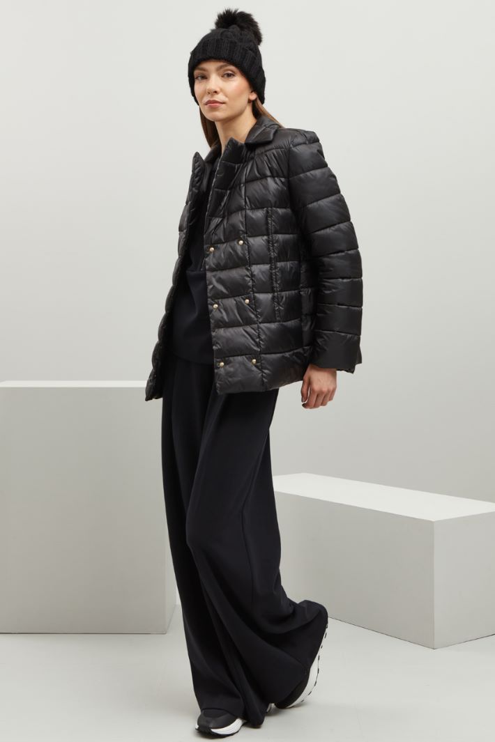 Imbottito corto con cintura - NERO - Fashion Market