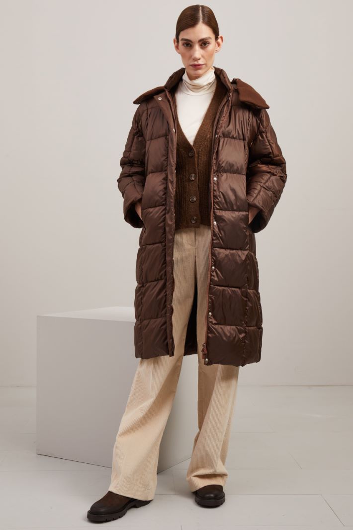 Imbottito lungo trapuntato - MARRONE - Fashion Market