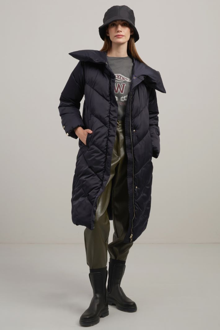 Imbottito con collo ampio - BLU NOTTE - Fashion Market