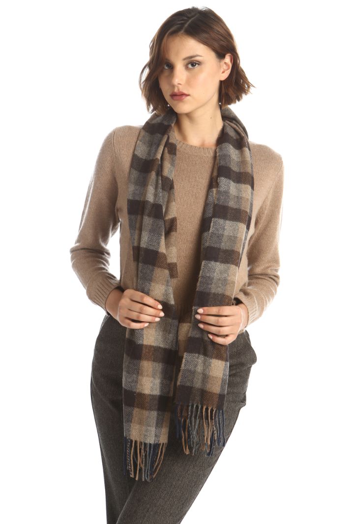 Sciarpa in lana tinto filo - BEIGE BLU - Fashion Market - 2