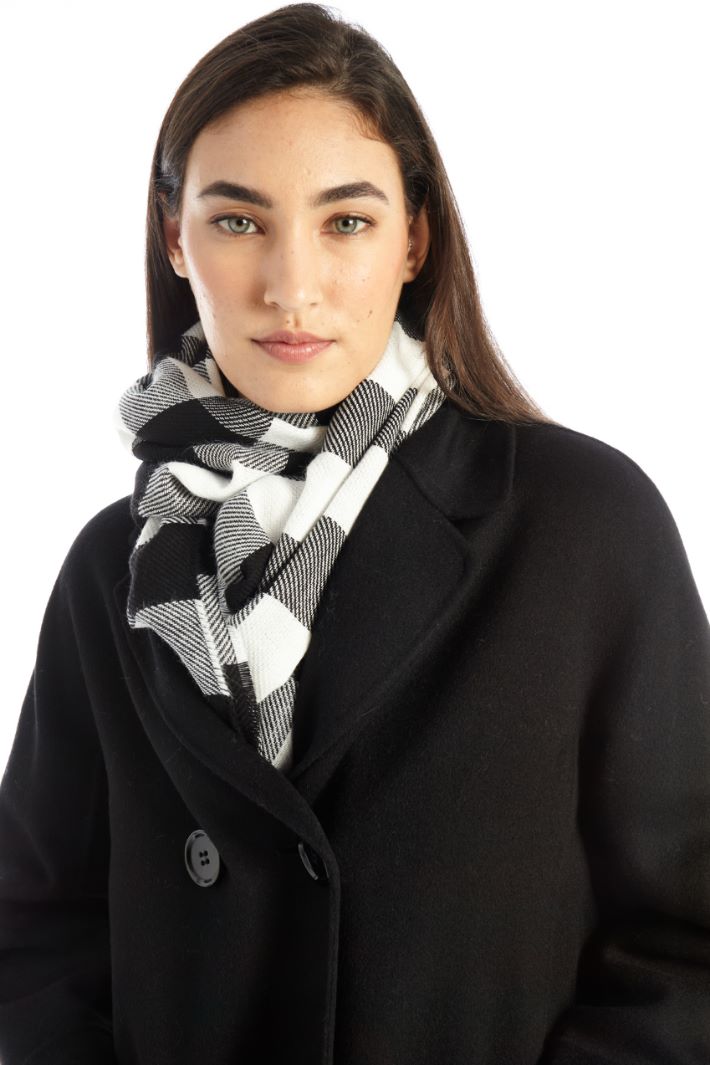 Sciarpa in tinto filo a quadri - BIANCO NERO - Fashion Market - 2