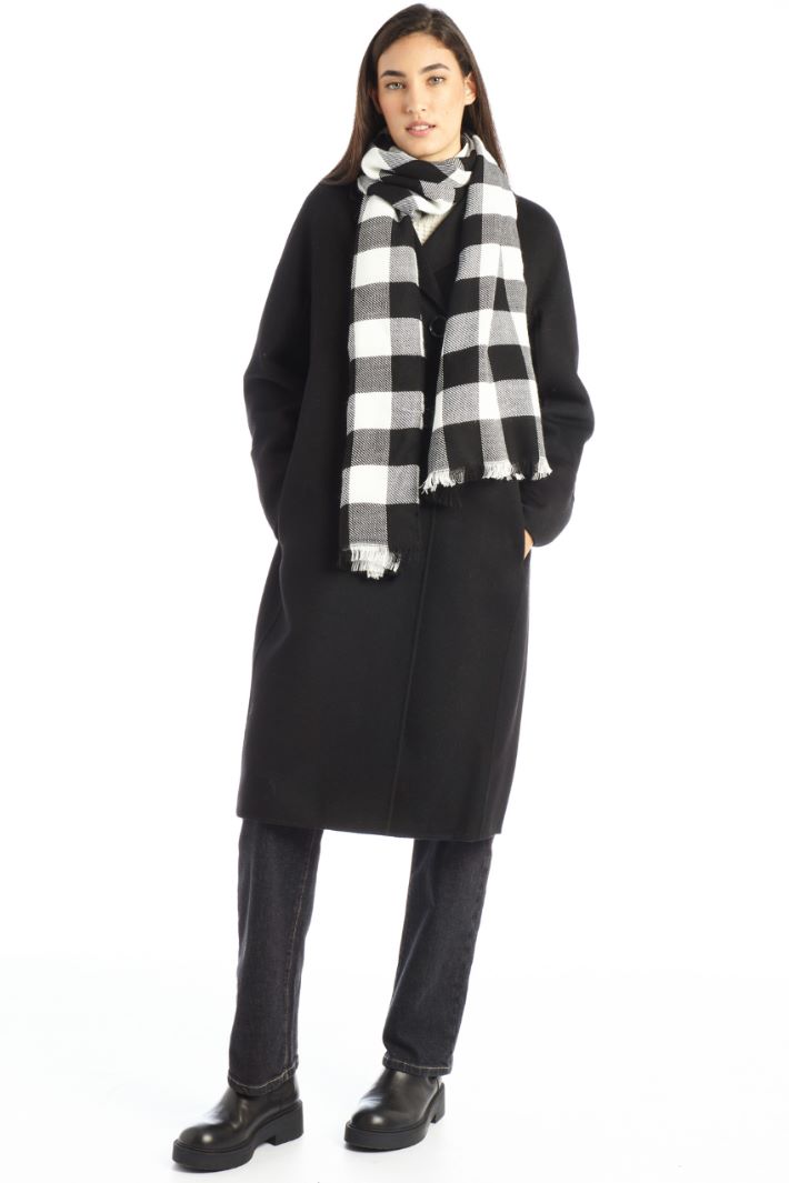 Sciarpa in tinto filo a quadri - BIANCO NERO - Fashion Market