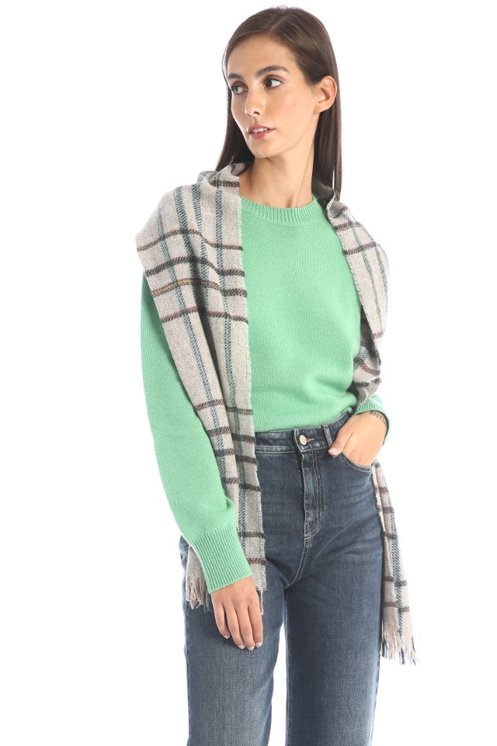 Sciarpa in lana tinto filo - BEIGE VERDE - Fashion Market - 2