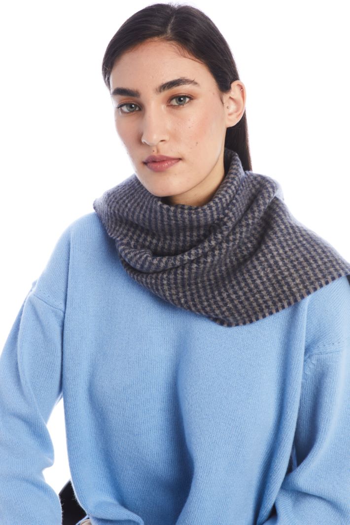Sciarpa in lana tinto filo - BLU BEIGE - Fashion Market - 2