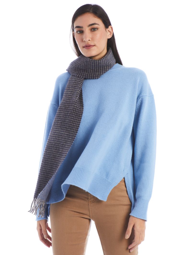 Sciarpa in lana tinto filo - BLU BEIGE - Fashion Market