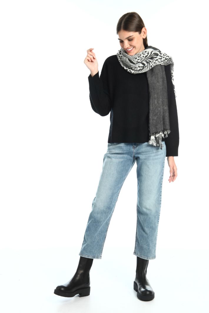 Sciarpa in jacquard animalier - NERO - Fashion Market - 2
