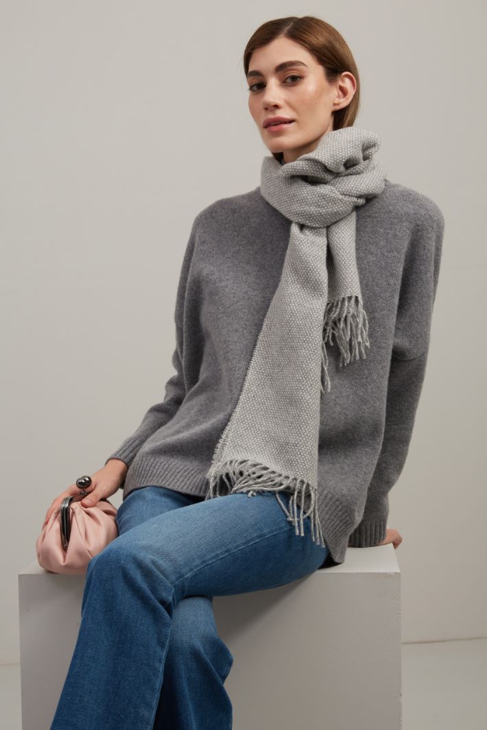 Sciarpa in lana e cotone - GRIGIO - Fashion Market - 2