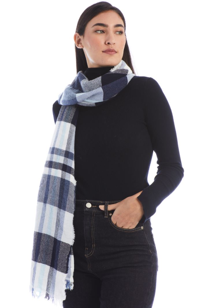 Sciarpa in misto cotone - BLU BIANCO - Fashion Market