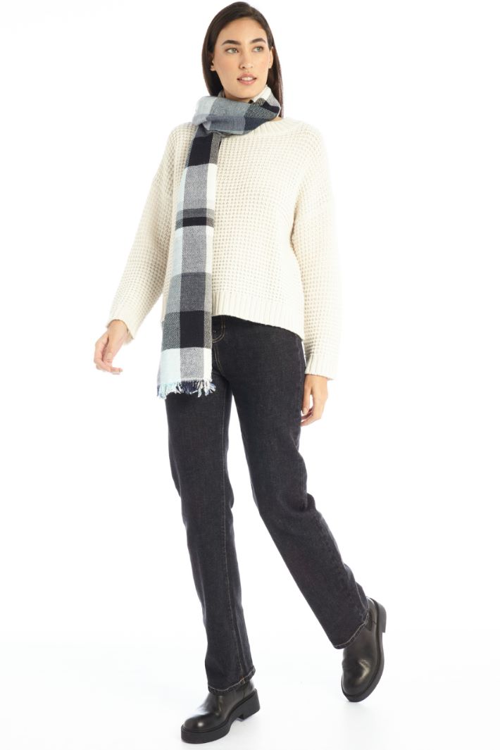 Sciarpa in misto cotone - AZZURRO NERO - Fashion Market - 2