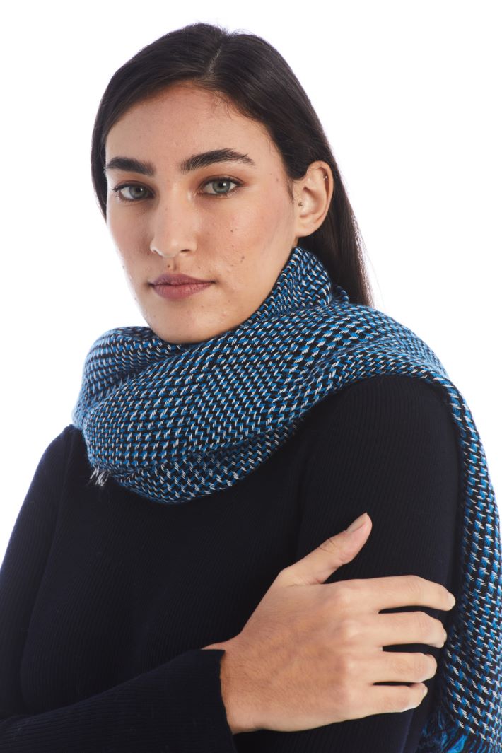 Sciarpa tinto filo a fantasia - AZZURRO NERO BIANCO - Fashion Market - 2