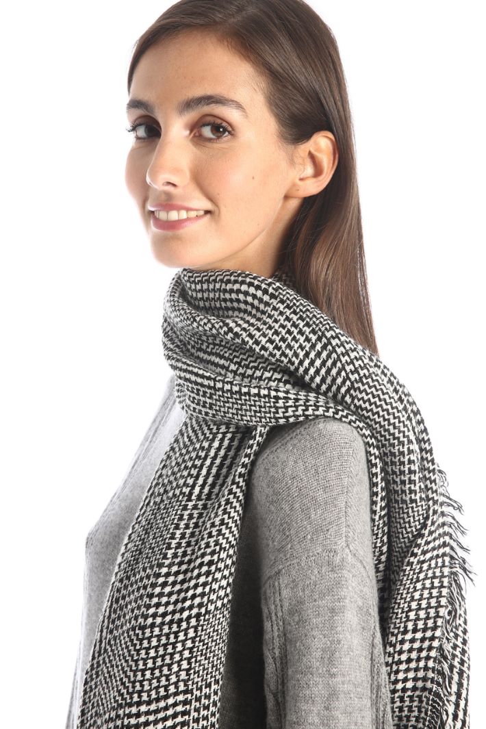 Sciarpa tinto filo a fantasia - NERO BIANCO - Fashion Market - 3