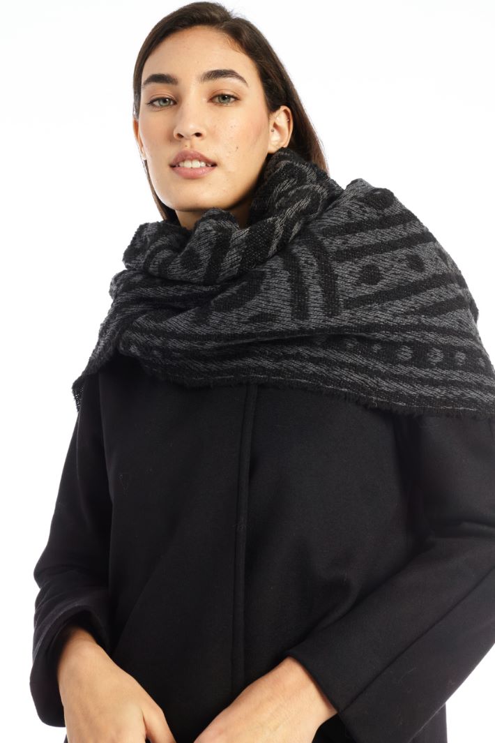 Sciarpa con intarsio bouclé - ANTRACITE NERO - Fashion Market - 2