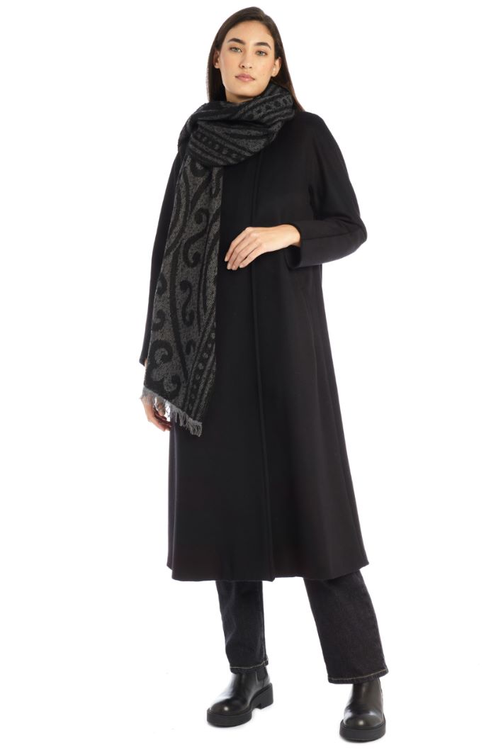 Sciarpa con intarsio bouclé - ANTRACITE NERO - Fashion Market