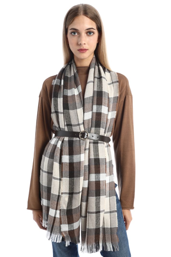 Sciarpa in tessuto tinto filo - BEIGE MARRONE - Fashion Market - 3