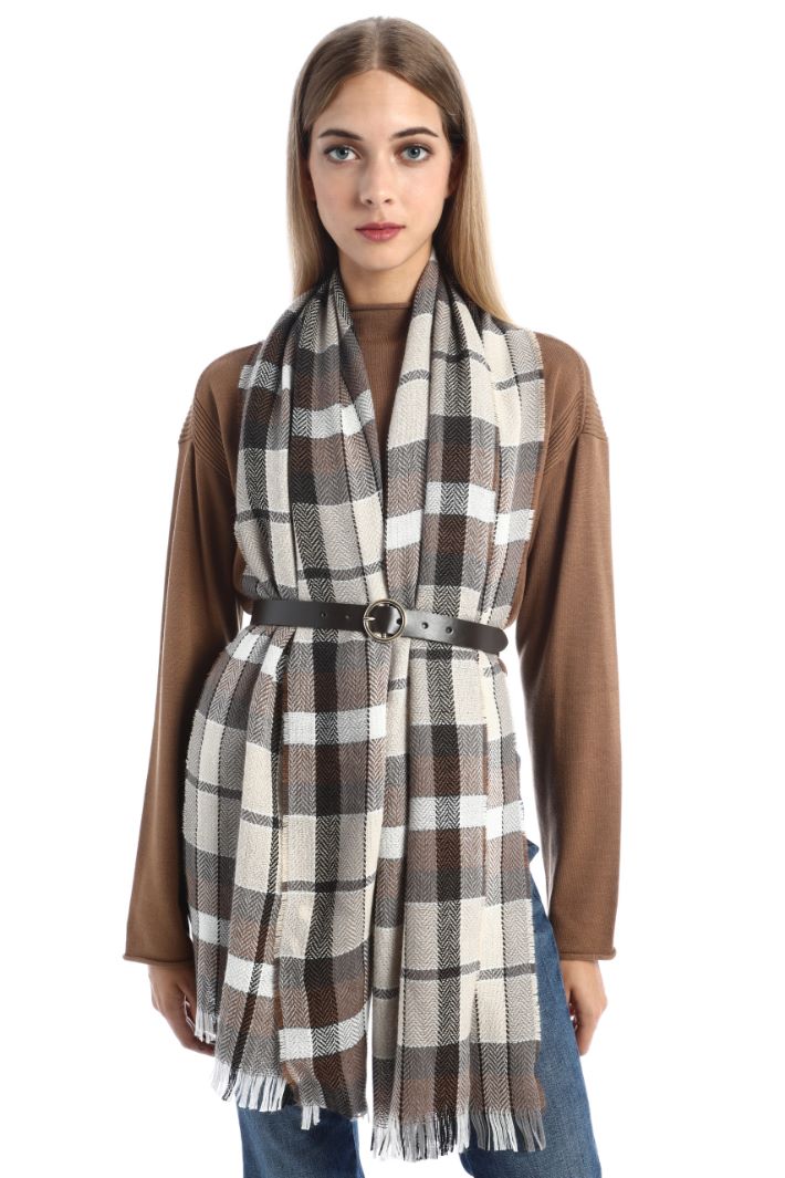 Sciarpa in tessuto tinto filo - BEIGE MARRONE - Fashion Market - 2