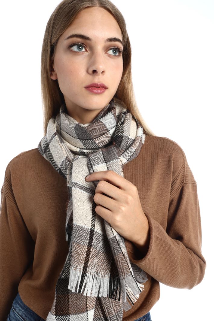 Sciarpa in tessuto tinto filo - BEIGE MARRONE - Fashion Market
