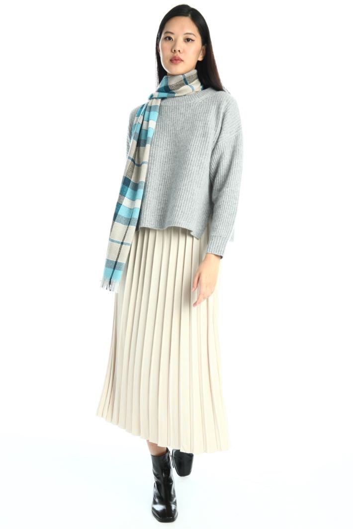 Sciarpa in tessuto tinto filo - AZZURRO BEIGE - Fashion Market - 3