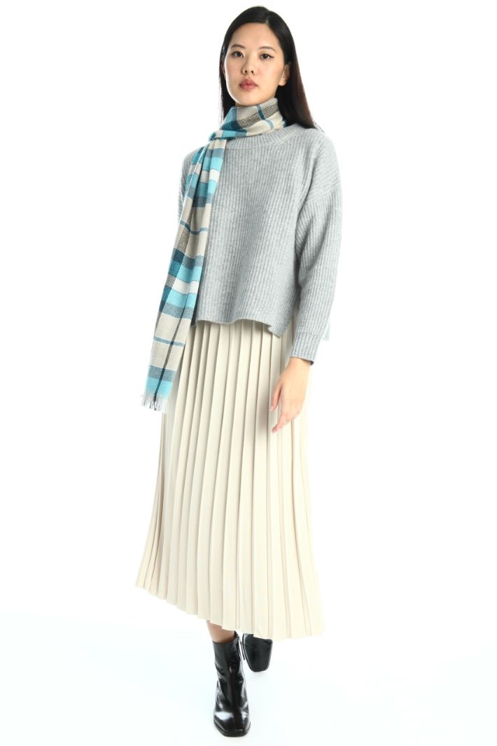 Sciarpa in tessuto tinto filo - AZZURRO BEIGE - Fashion Market - 2