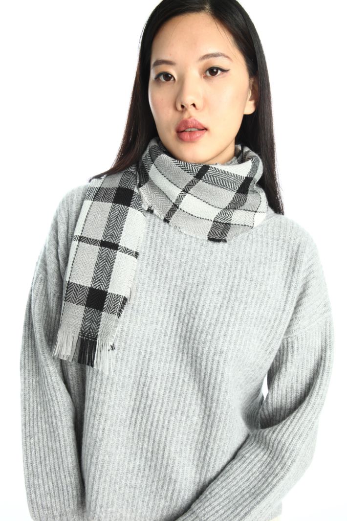 Sciarpa in tessuto tinto filo - GRIGIO NERO - Fashion Market - 3