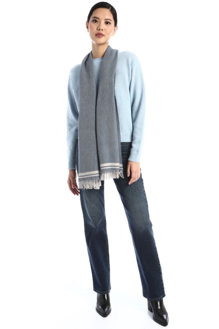 Sciarpa con intarsio - AZZURRO - Fashion Market - 3
