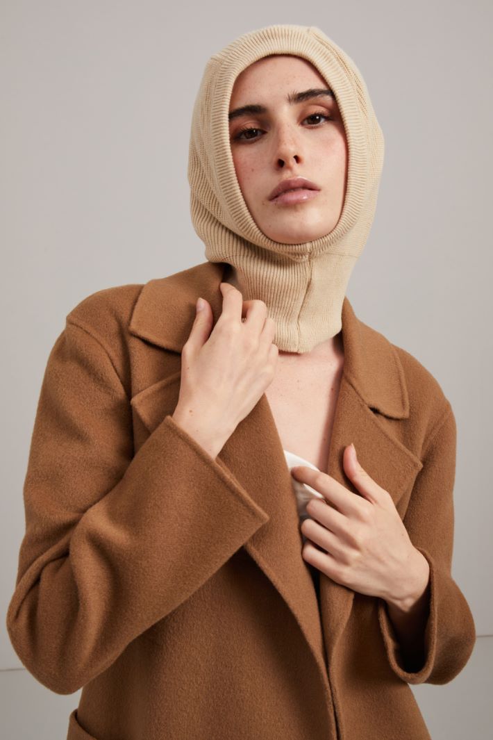 Balaclava in maglia a coste - SABBIA - Fashion Market