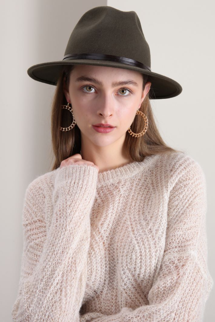 Fedora in lana cotta - VERDE KAKI - Fashion Market