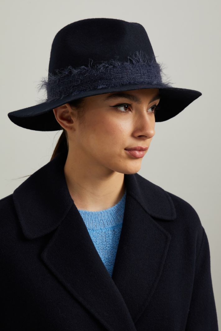 Fedora con nastro sfrangiato - BLU SCURO - Fashion Market