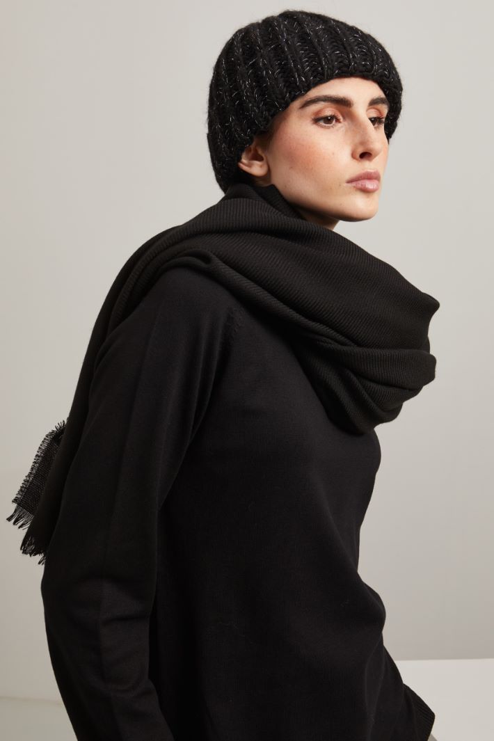 Cuffia in maglia lamè - NERO - Fashion Market - 2