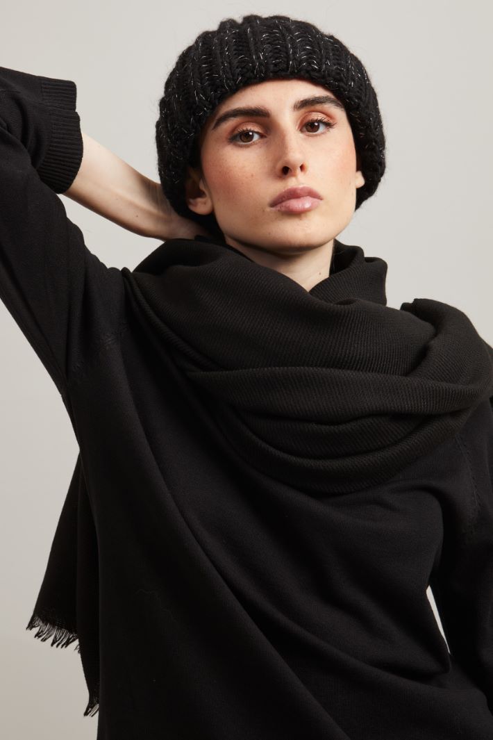 Cuffia in maglia lamè - NERO - Fashion Market