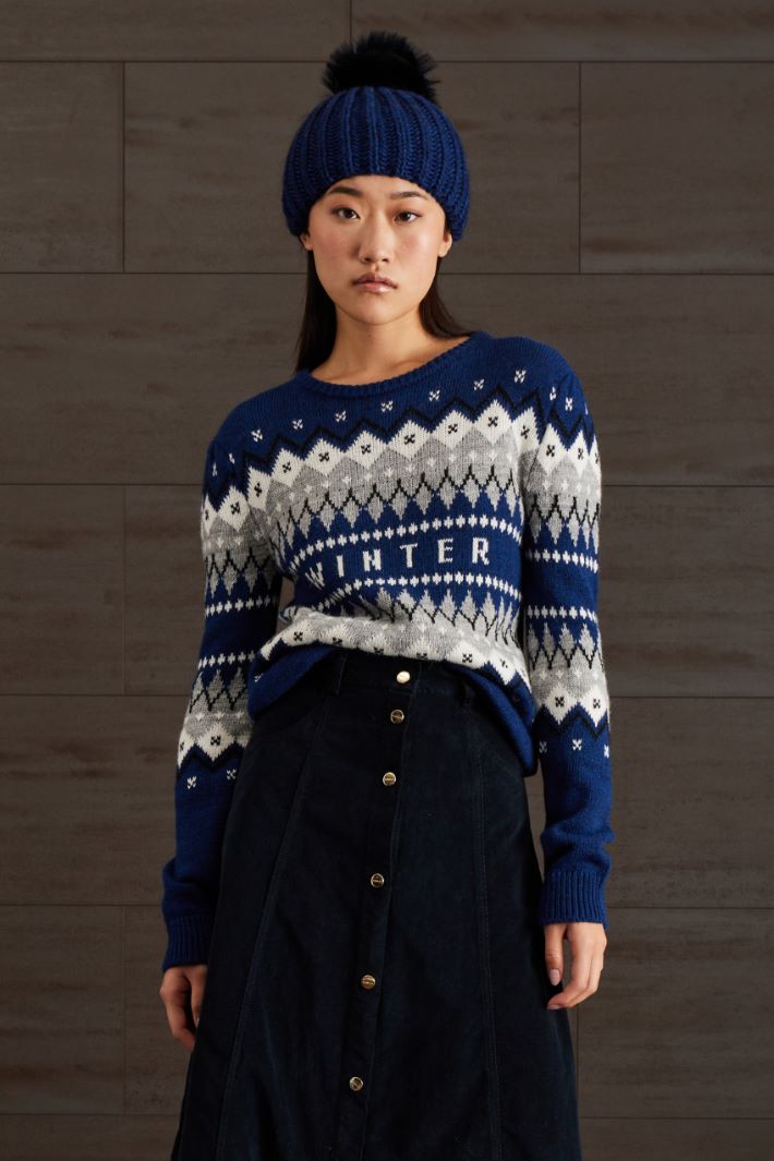 Cuffia con pon pon - BLU NERO - Fashion Market - 2