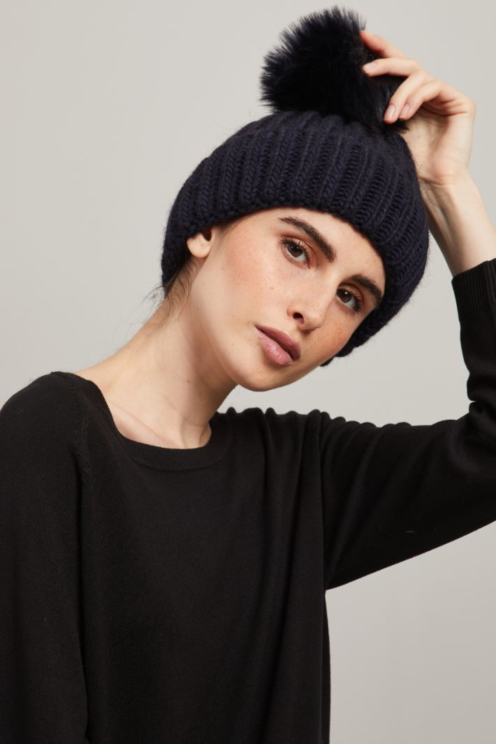 Cuffia con pon pon - BLU NOTTE - Fashion Market