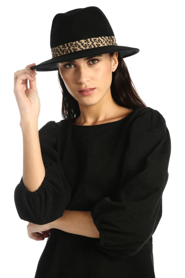 Fedora con nastro a fantasia - NERO BEIGE - Fashion Market - 2