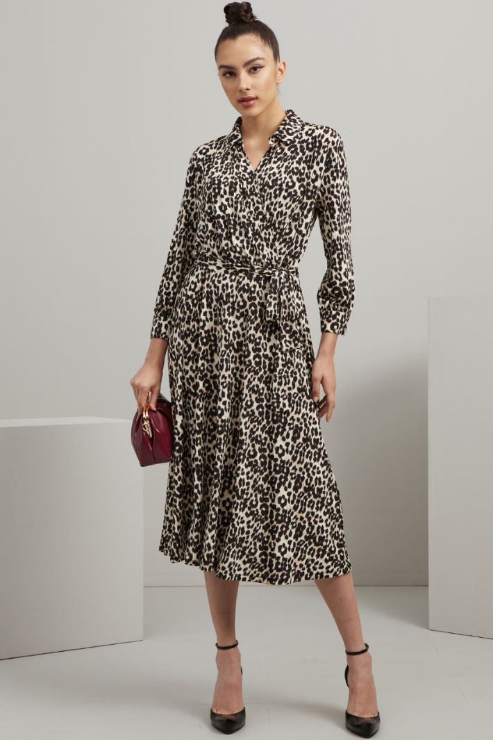 Abito lungo in jersey - BEIGE NERO - Fashion Market